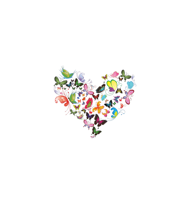 Butterfly Heart model alb pe tricou