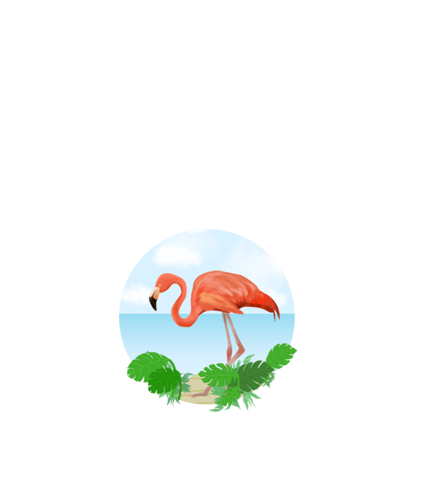 Flamingo model alb pe tricou
