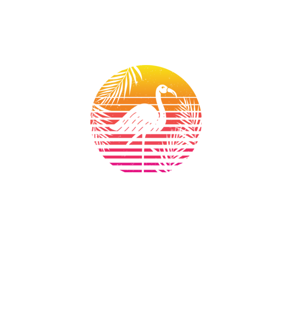 Retro flamingo sunset model verde neon pe tricou