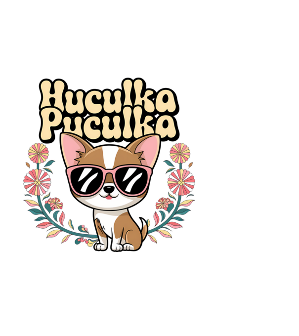 Huculka Puculka câine 1 model albastru deschis pe tricou