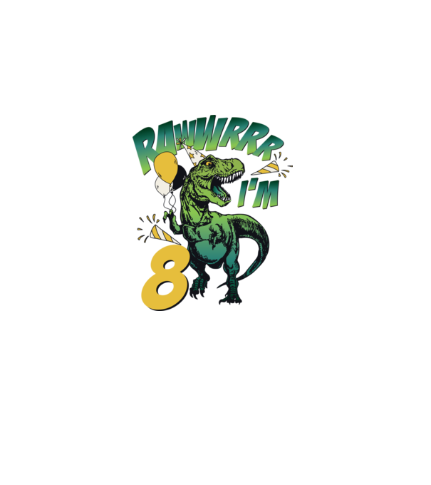 'Birthday Dinosaur rawww i''m 8' model alb pe tricou