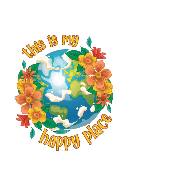 Happy Place model albastru deschis pe tricou