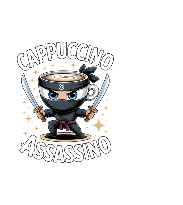 Cappuccino Assassino model alb pe tricou