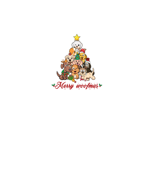 Merry woofmas model negru pe tricou