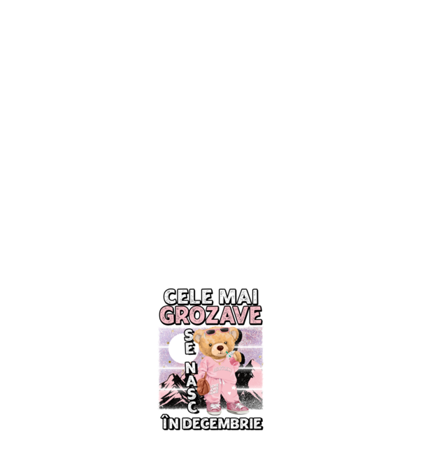 RETRO teddy fetişcană DECEMBRIE model alb pe tricou