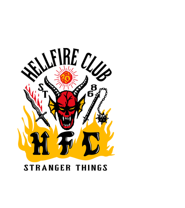 hellfire club 86 stranger things model alb pe tricou
