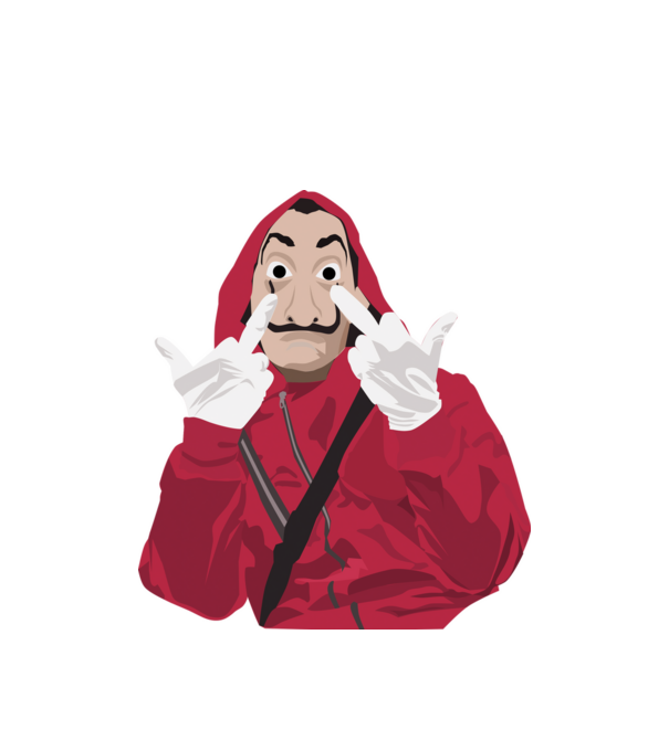 money heist fcku model alb pe tricou