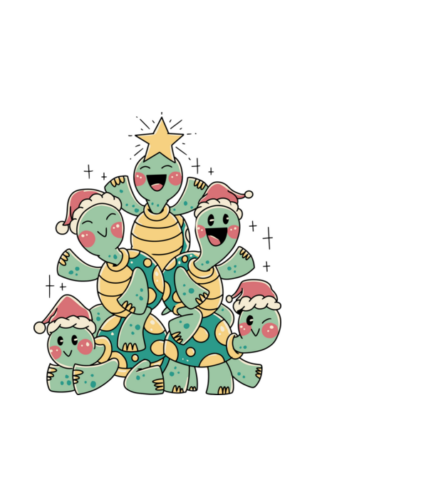 Turtle christmas tree model negru pe tricou