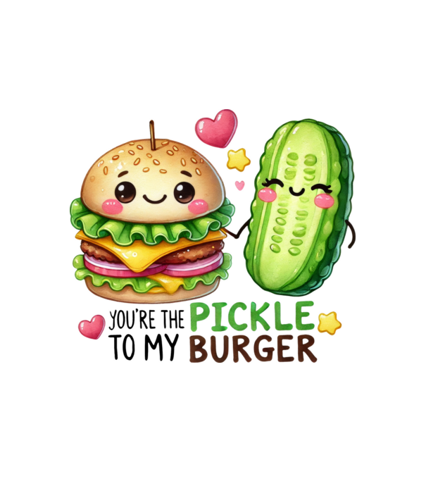 Pickle to my Burger model alb pe tricou