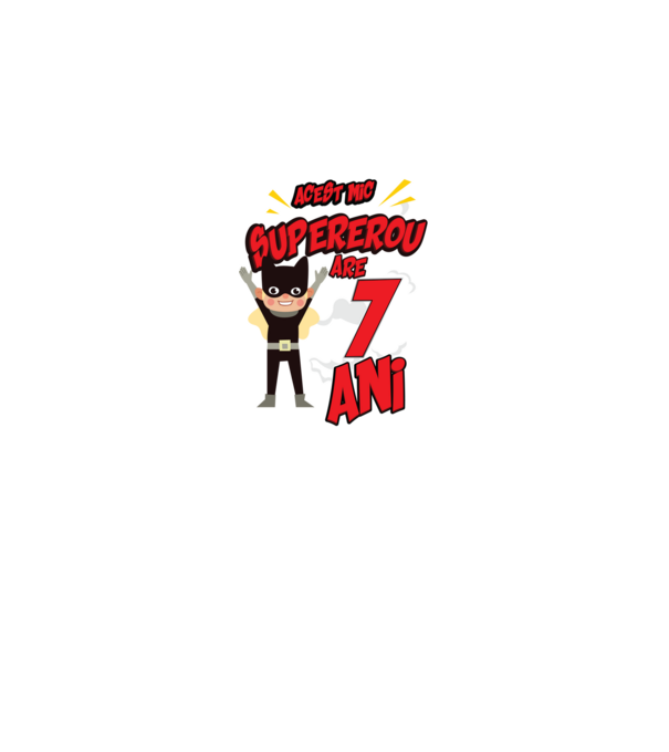 Acest mic supererou are 7 ani model negru pe tricou