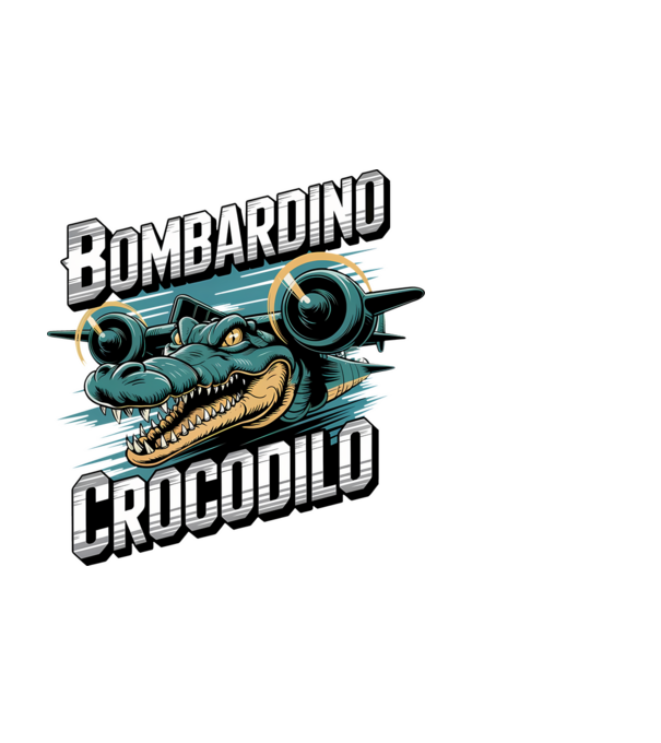 Bombardino Crocodilo 2 model negru pe tricou
