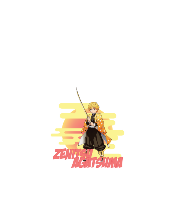 Demon Slayer Zenitsu model alb pe tricou