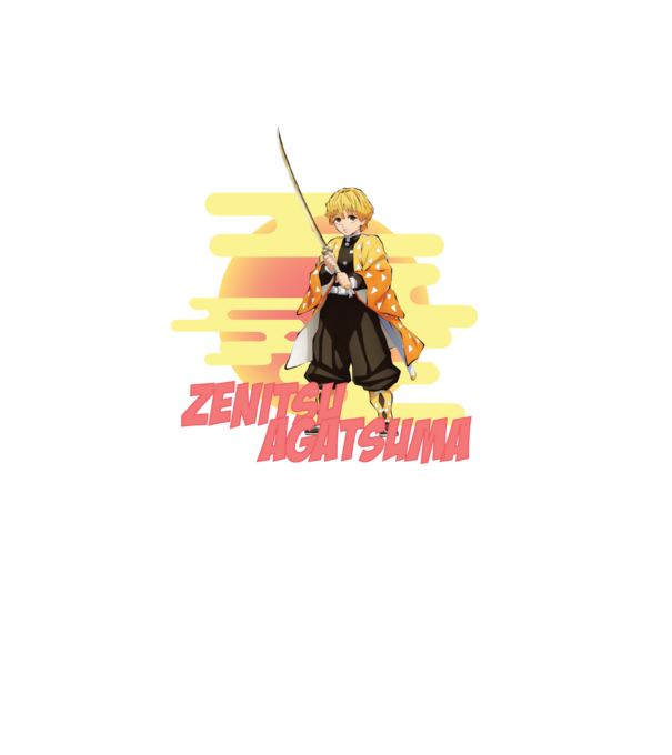 Demon Slayer Zenitsu model alb pe tricou