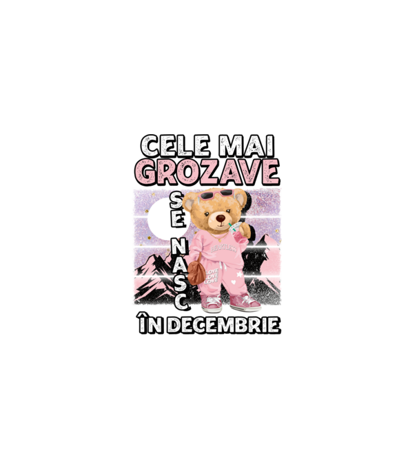 RETRO teddy fetişcană DECEMBRIE model negru pe tricou