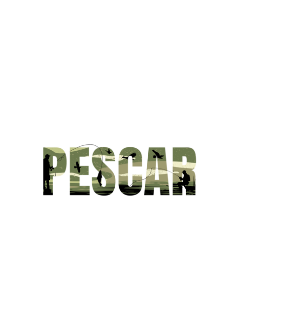PESCAR model negru pe tricou