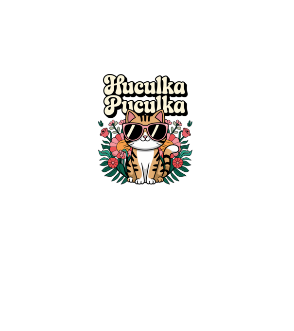 Huculka Puculka pisică 3 model alb pe tricou