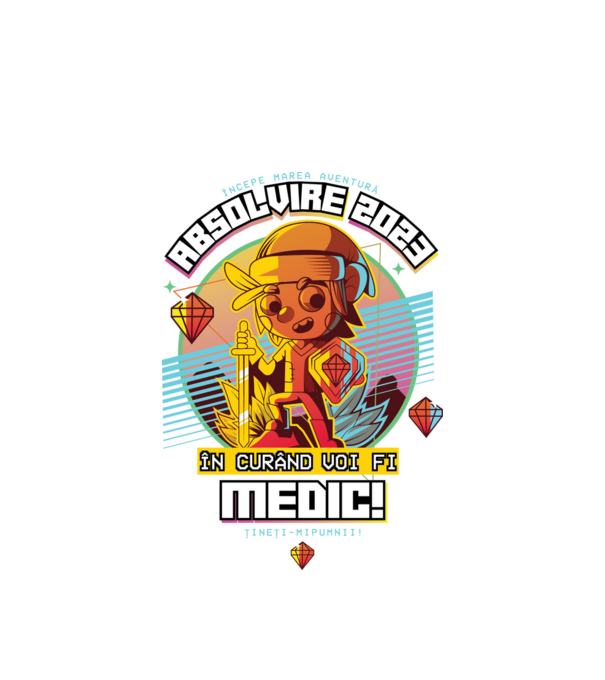 absolvire 2023 medic model alb pe tricou
