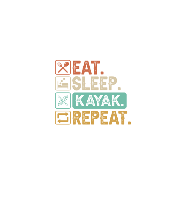Eat Sleep Kayak model albastru jeanși pe tricou