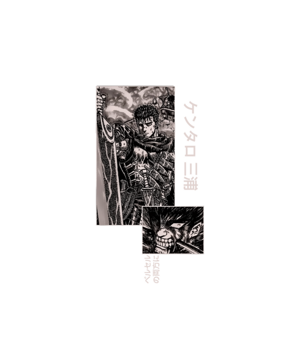 Guts Berserk model alb pe tricou