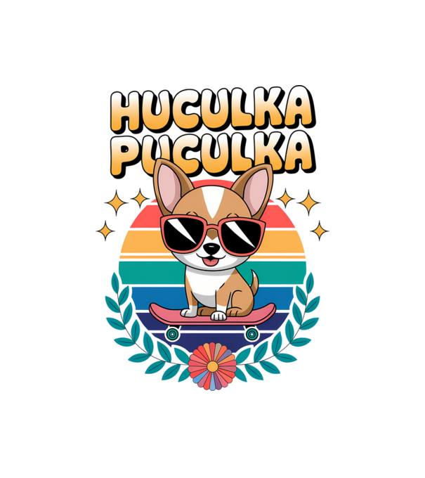 Huculka Puculka Câine 2 model alb pe tricou