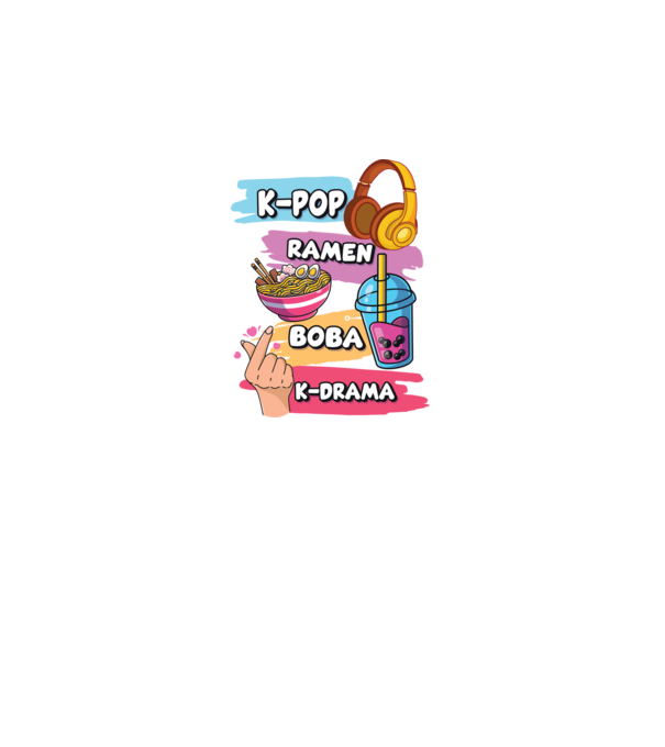K-POP RAMEN BOBA K-DRAMA model negru pe tricou
