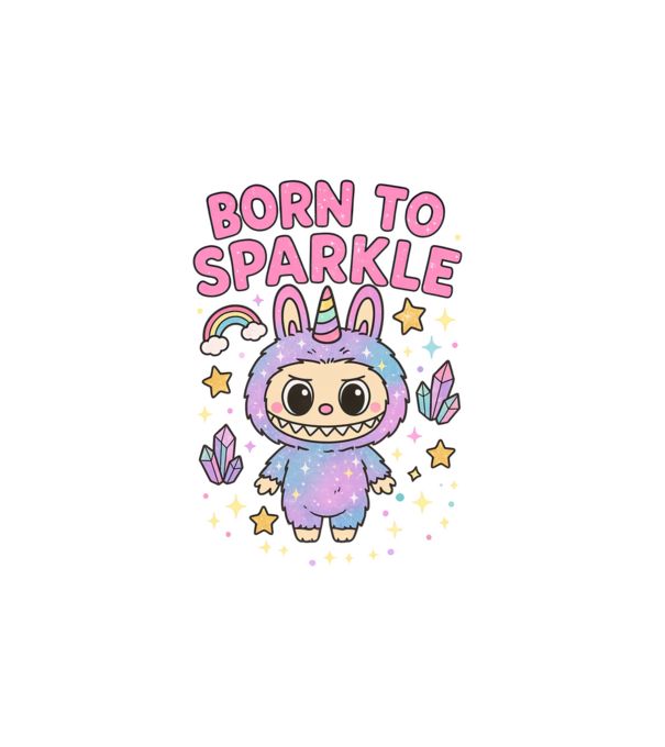 Born to sparkle model alb pe tricou