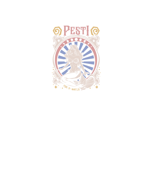 Zodiac Vintage PEȘTI model negru pe tricou