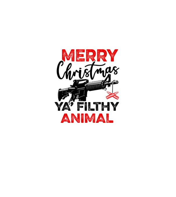 Merry Christmas Ya Filthy Animal model alb pe tricou