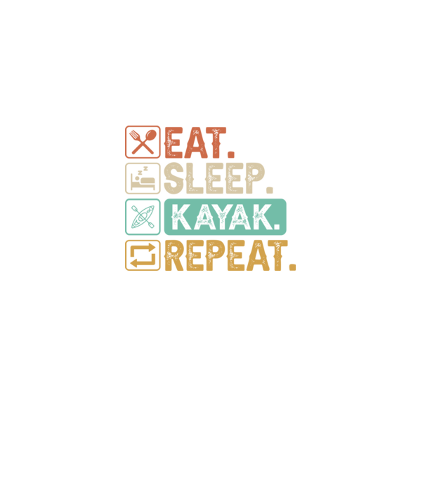 Eat Sleep Kayak model negru pe tricou