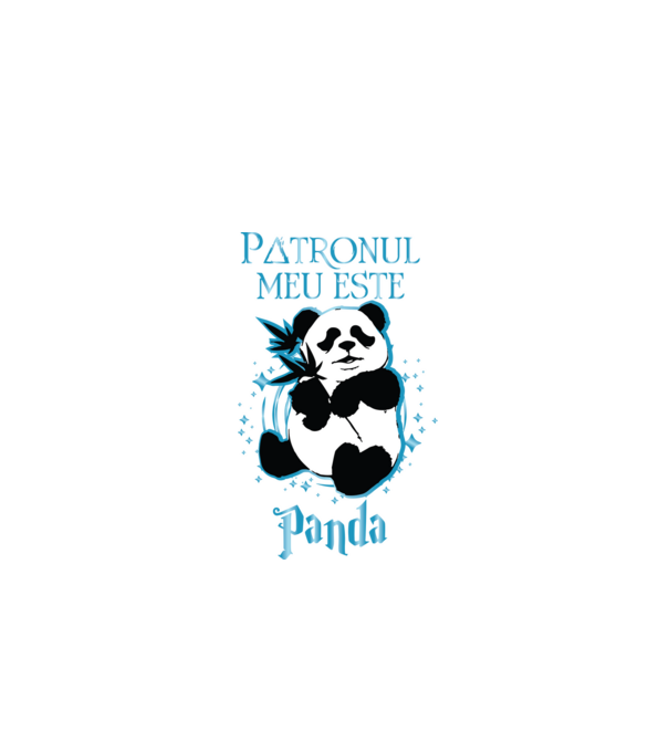 Patronul meu este PANDA model negru pe tricou
