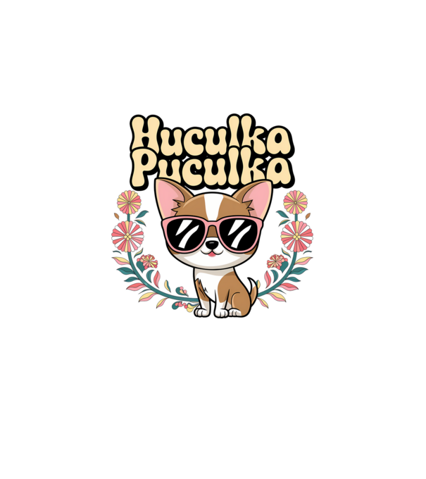 Huculka Puculka câine 1 model alb pe tricou