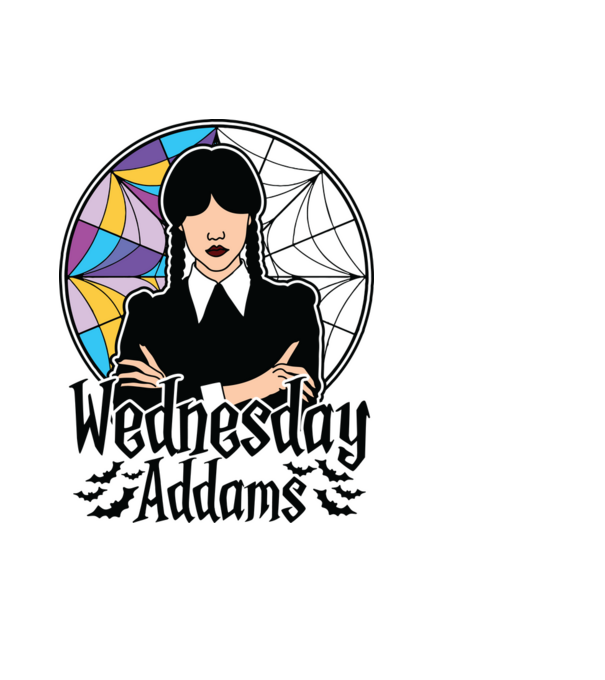 Wednesday Window colorful model negru pe tricou