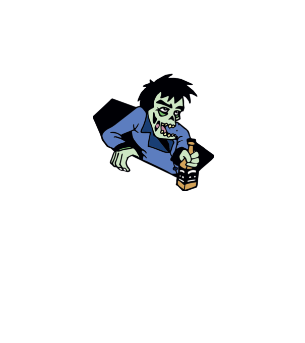 Drunk Zombie model alb pe tricou