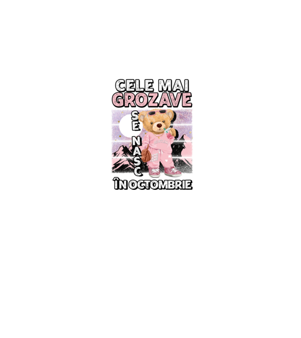 RETRO teddy fetişcană OCTOMBRIE model negru pe tricou