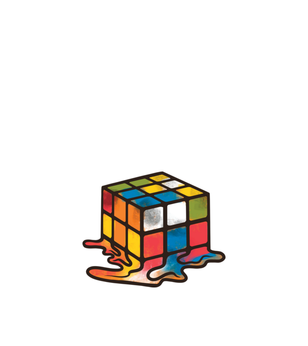 Melted Rubik model negru pe tricou