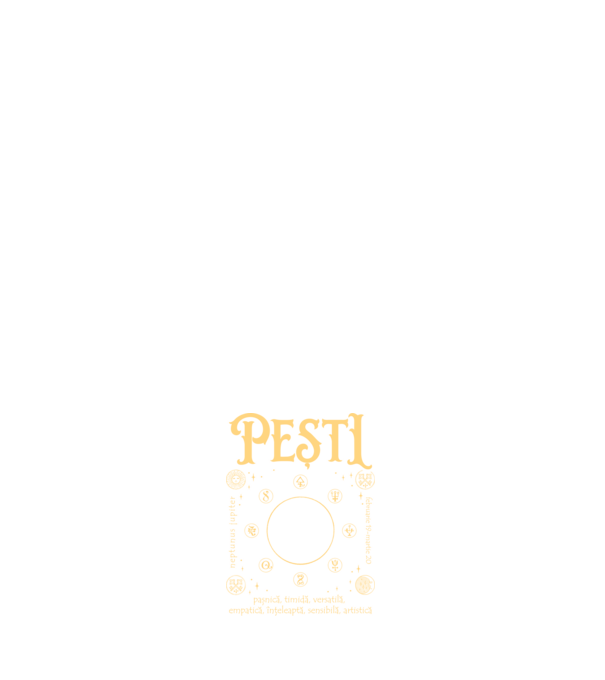 Zodiac femeie PEȘTI golden model negru pe tricou