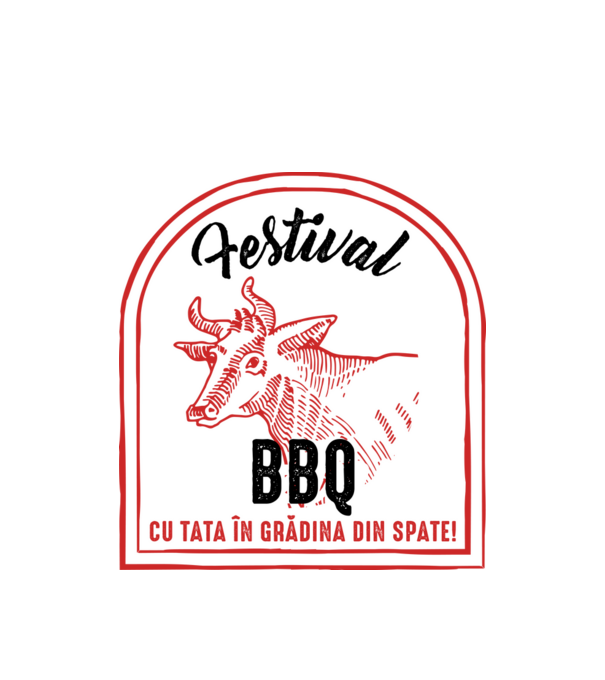 Festival BBQ - cu tata în grădina din spate! model alb pe tricou