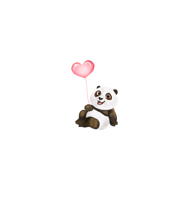 Cute panda with heart model alb pe tricou