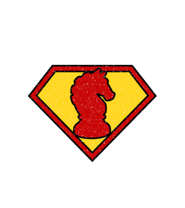 SuperChess cal de șah model alb pe tricou