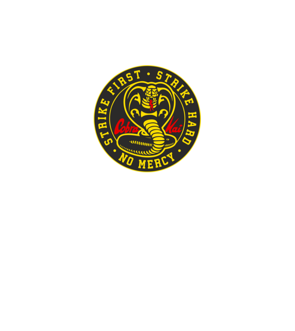 Strike first strike hard cobra kai model negru pe tricou