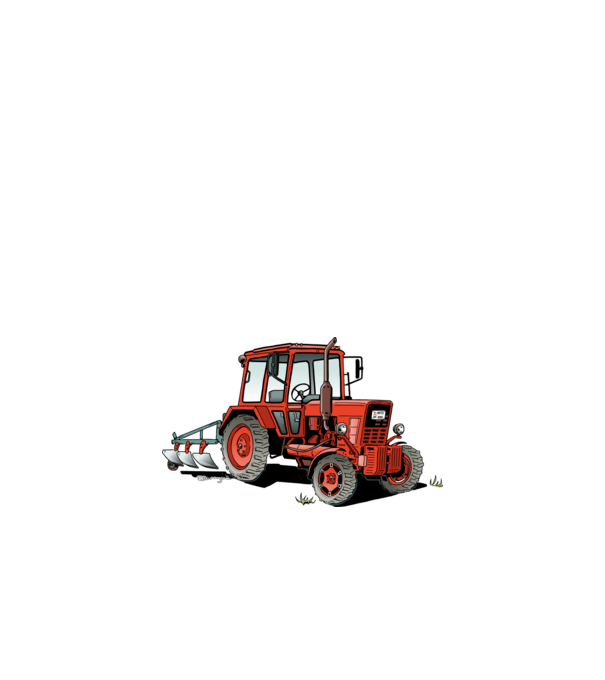 TRACTOR model alb pe tricou