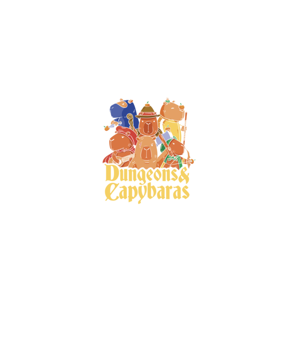 Dungeons and Capybaras model negru pe tricou