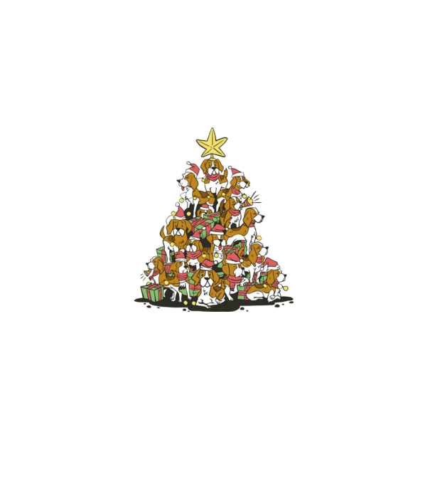 beagle christmas tree model negru pe tricou