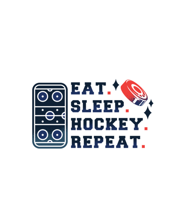 Eat Sleep Hockey Repeat model alb pe tricou