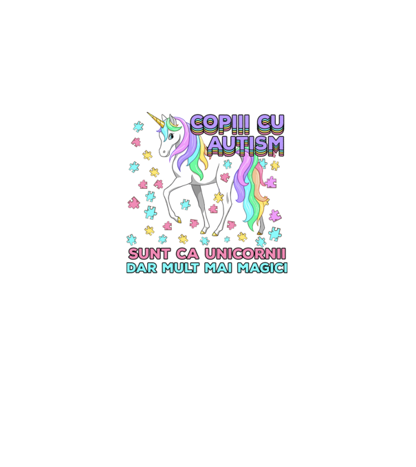 Copiii cu autism sunt ca unicornii, dar mult mai magici model alb pe tricou