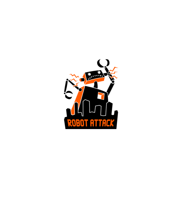 Robot Attack model alb pe tricou