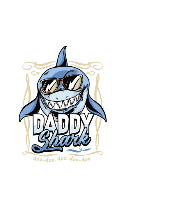 Daddy Shark model alb pe tricou