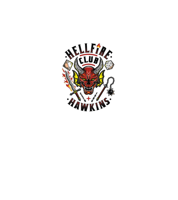 hellfire club hawkins model alb pe tricou