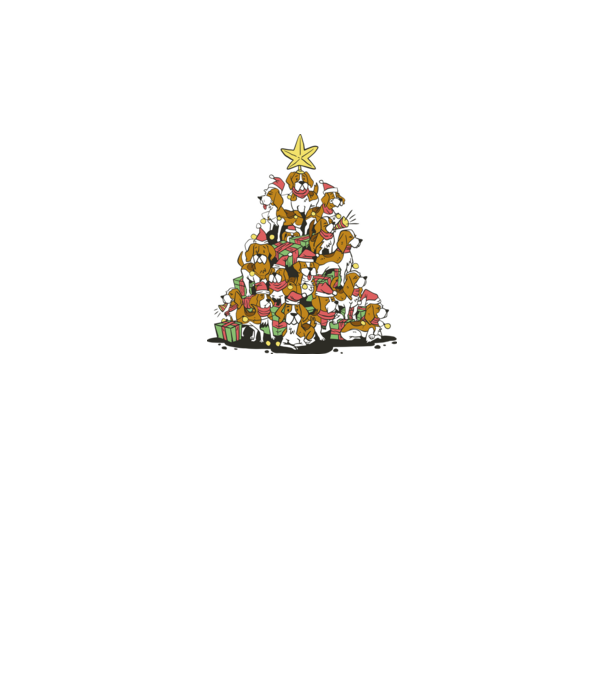 beagle christmas tree model negru pe tricou