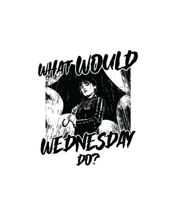 What would Wednesday do model alb pe tricou